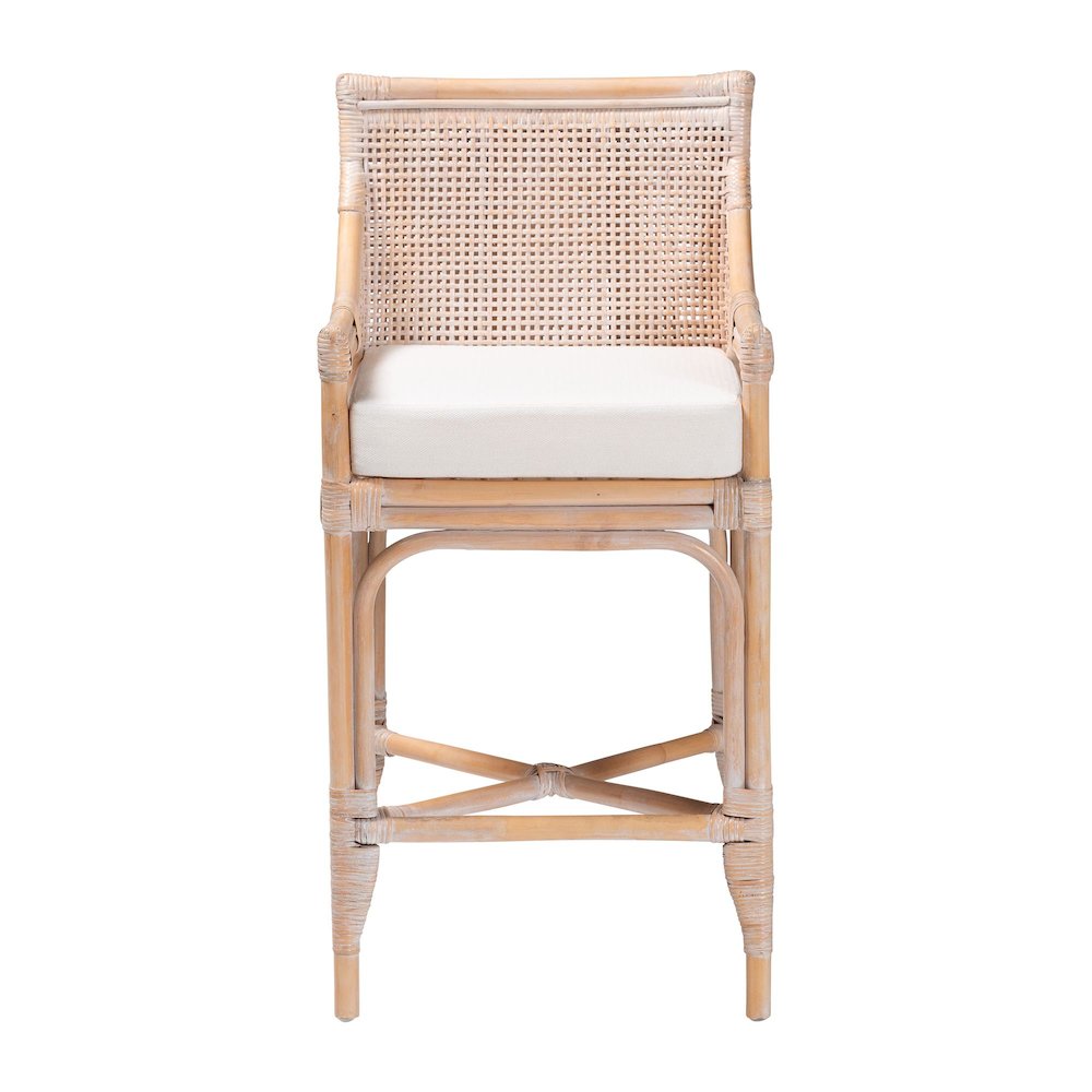 Allen Natural Rattan Counter Stool, Wicker Stool with Lattice Back