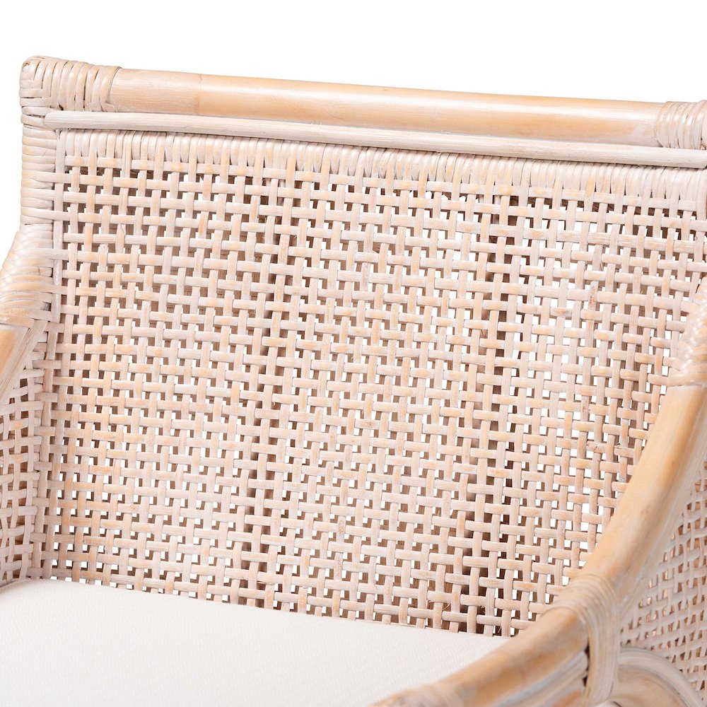Allen Natural Rattan Counter Stool, Wicker Stool with Lattice Back