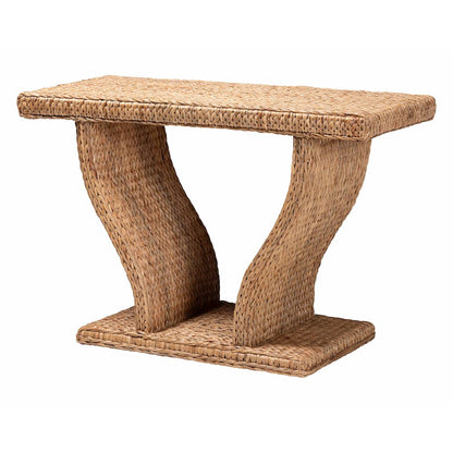 Alyssa Seagrass Console Table - Handwoven Display Table with Sculptural Frame