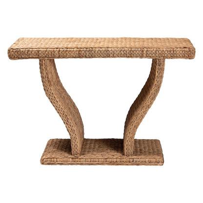 Alyssa Seagrass Console Table - Handwoven Display Table with Sculptural Frame