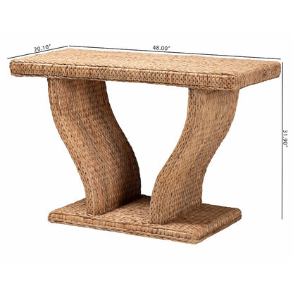 Alyssa Seagrass Console Table - Handwoven Display Table with Sculptural Frame