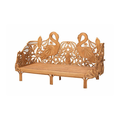 Aves Rattan Daybed with Decorative Flamingo Frame, Boho Coastal, Twin