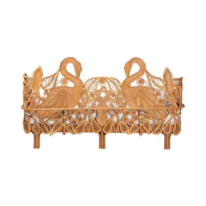 Aves Rattan Daybed with Decorative Flamingo Frame, Boho Coastal, Twin