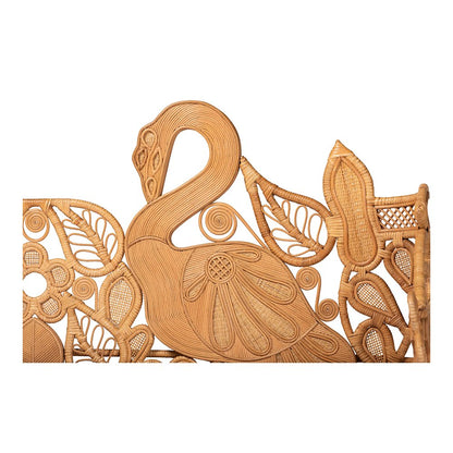 Aves Rattan Daybed with Decorative Flamingo Frame, Boho Coastal, Twin