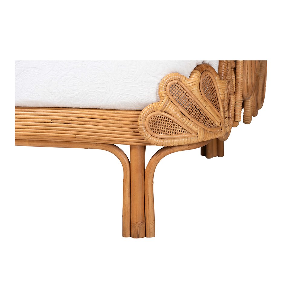 Aves Rattan Daybed with Decorative Flamingo Frame, Boho Coastal, Twin
