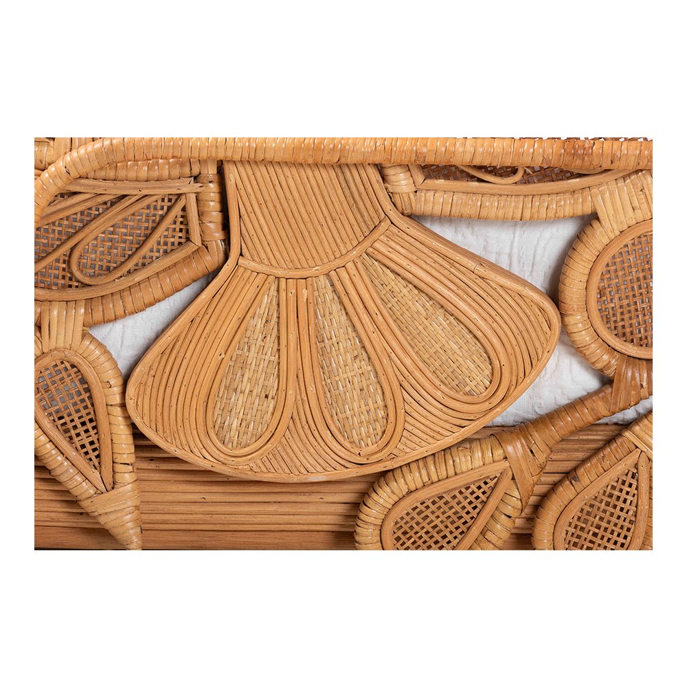 Aves Rattan Daybed with Decorative Flamingo Frame, Boho Coastal, Twin
