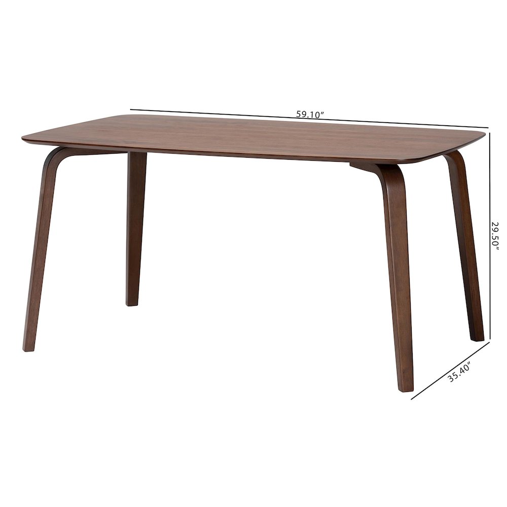 Billie Wood Dining Table, Bentwood Leg Table with Rectangular Top