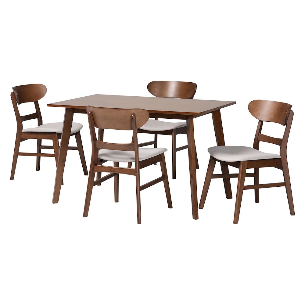 Fremont Wood 5-Piece Dining Set - Mid-Century Modern Table with Matching Chairs