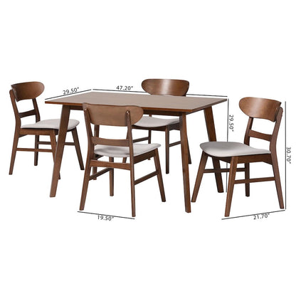 Fremont Wood 5-Piece Dining Set - Mid-Century Modern Table with Matching Chairs