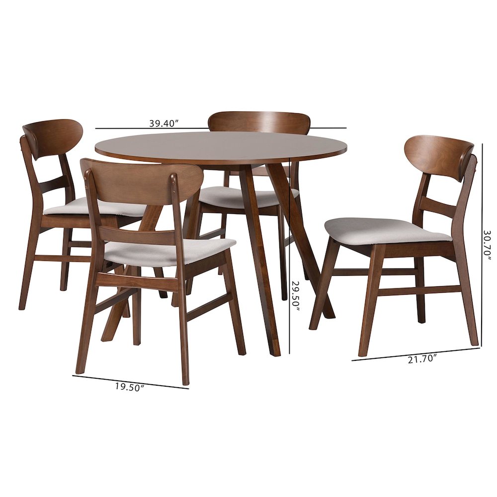Reva Wood 5-Piece Dining Set - Mid-Century Modern Table with Matching Chairs
