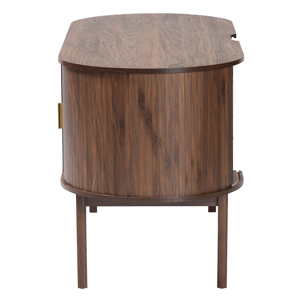 Hayes Wood Writing Desk - Mid-Century Modern Oval Desk with Locking Drawer