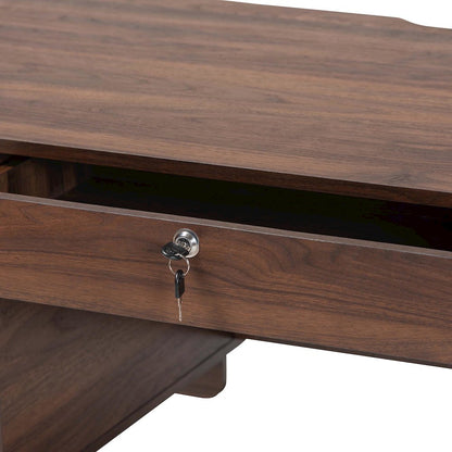 Hayes Wood Writing Desk - Mid-Century Modern Oval Desk with Locking Drawer