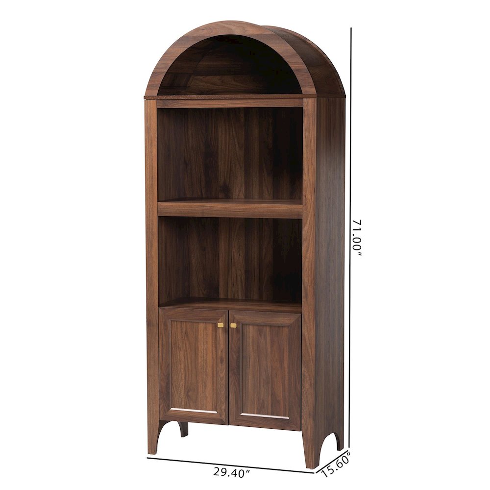 Hayes Wood Cabinet with Arch Top - Mid-Century Modern Display Piece