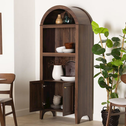 Hayes Wood Cabinet with Arch Top - Mid-Century Modern Display Piece
