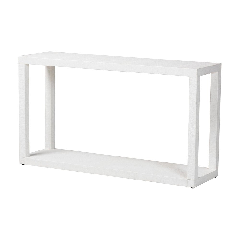 Oaklynn Natural Grasscloth Console Table, Two-Tier Entryway Table, White