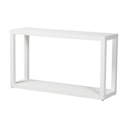 Oaklynn Natural Grasscloth Console Table, Two-Tier Entryway Table, White