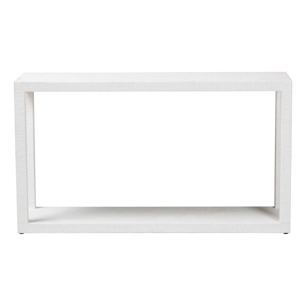 Oaklynn Natural Grasscloth Console Table, Two-Tier Entryway Table, White