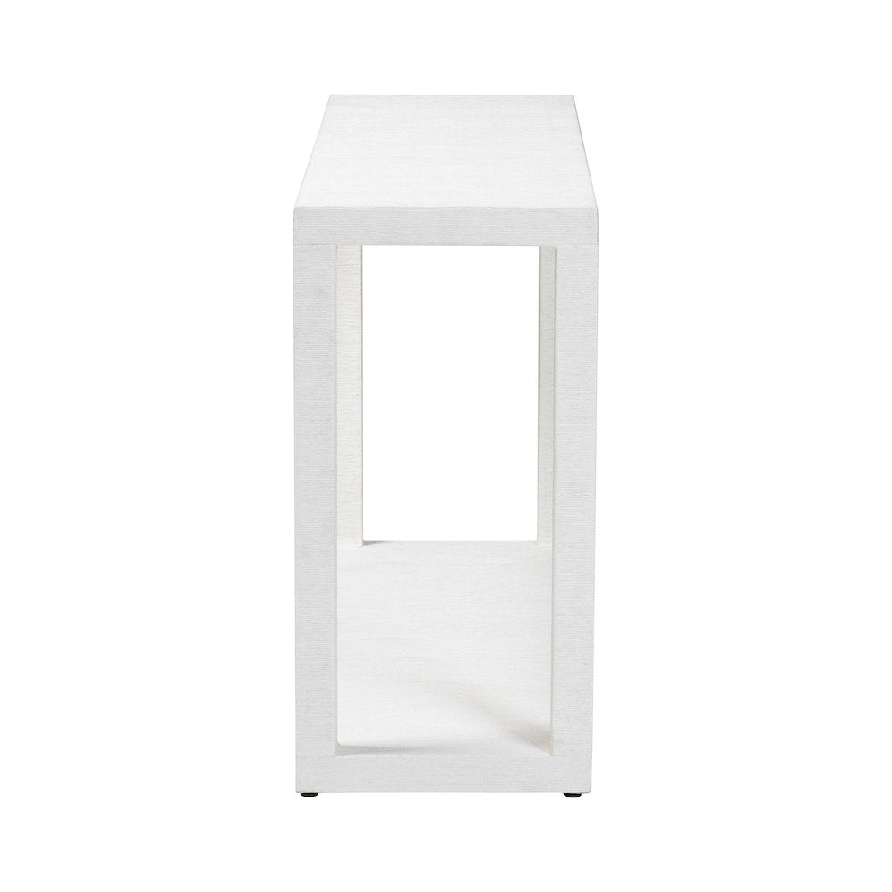 Oaklynn Natural Grasscloth Console Table, Two-Tier Entryway Table, White