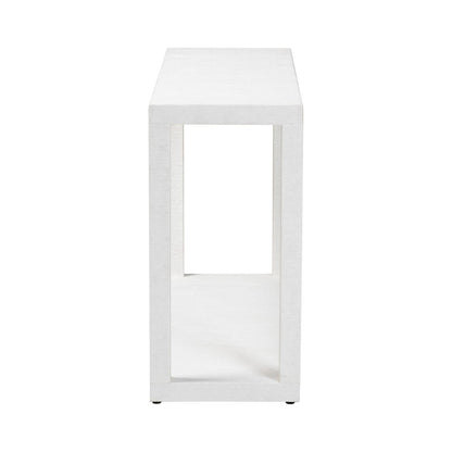 Oaklynn Natural Grasscloth Console Table, Two-Tier Entryway Table, White