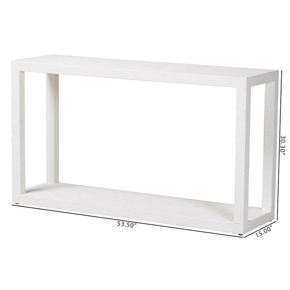 Oaklynn Natural Grasscloth Console Table, Two-Tier Entryway Table, White