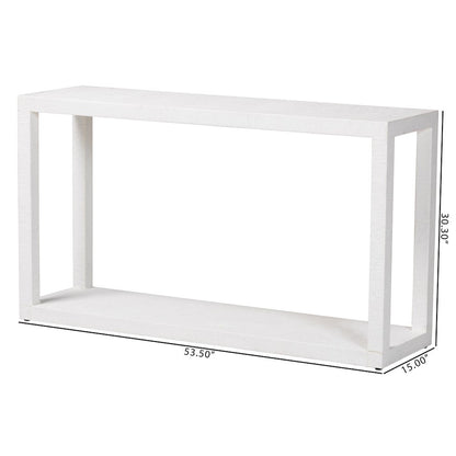 Oaklynn Natural Grasscloth Console Table, Two-Tier Entryway Table, White