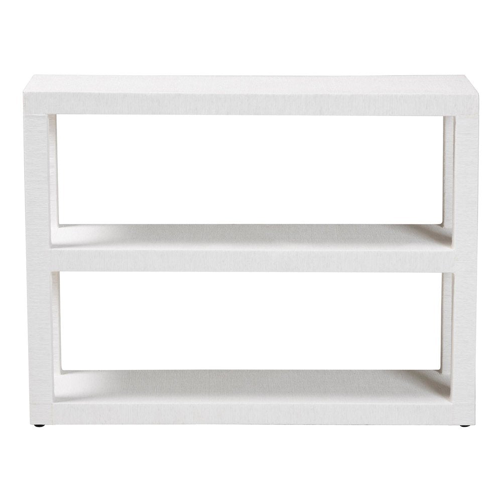 Oaklynn Natural Grasscloth Bookshelf - Two-Tier Display Piece, White