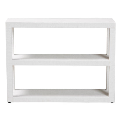 Oaklynn Natural Grasscloth Bookshelf - Two-Tier Display Piece, White