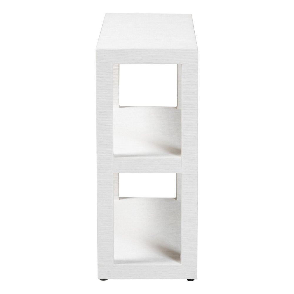 Oaklynn Natural Grasscloth Bookshelf - Two-Tier Display Piece, White