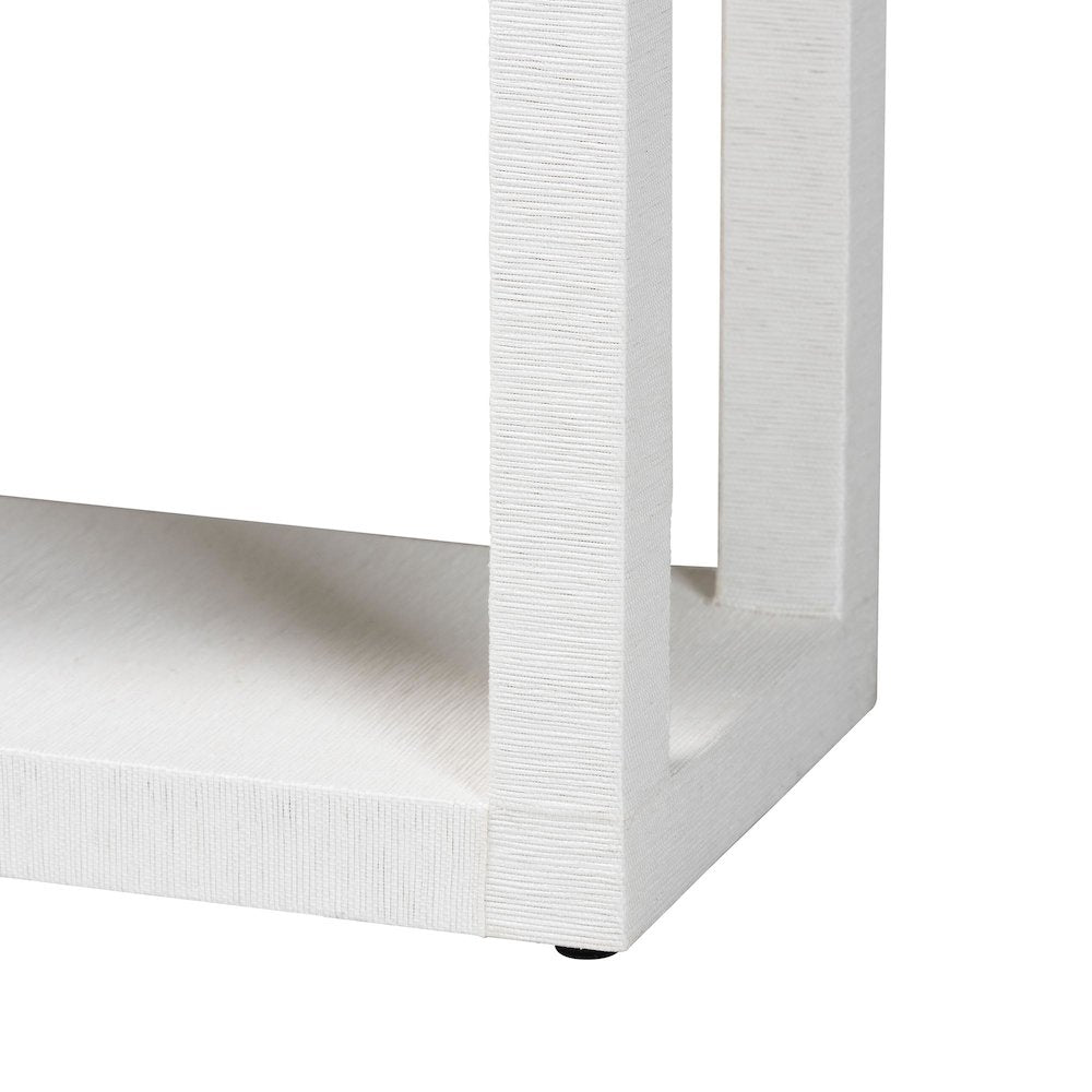 Oaklynn Natural Grasscloth Bookshelf - Two-Tier Display Piece, White