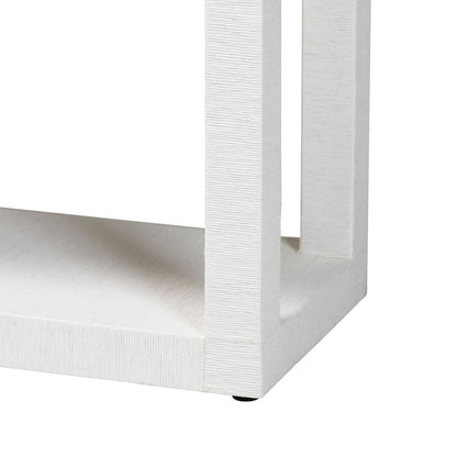 Oaklynn Natural Grasscloth Bookshelf - Two-Tier Display Piece, White