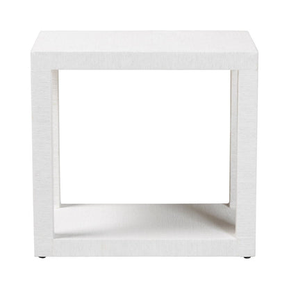 Oaklynn Natural Grasscloth End Table - Two-Tier Accent Table, White