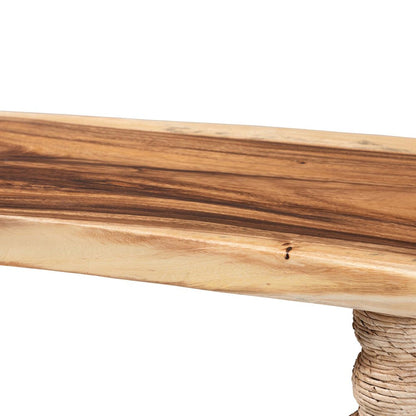 Teak Wood Console Table with Seagrass and Bobbin Legs, Narrow Entryway Table