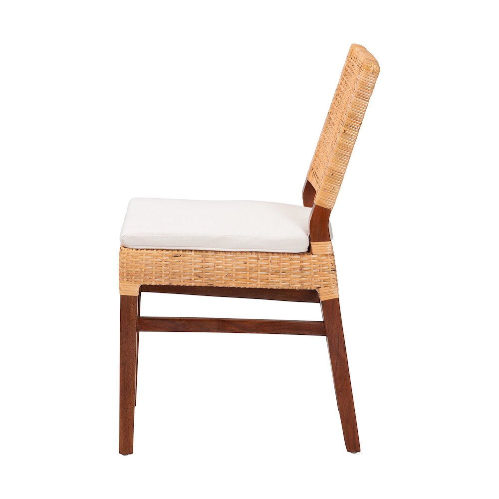 Rattan Dining Chair with Cushion - Handwoven Wicker Side Chair
