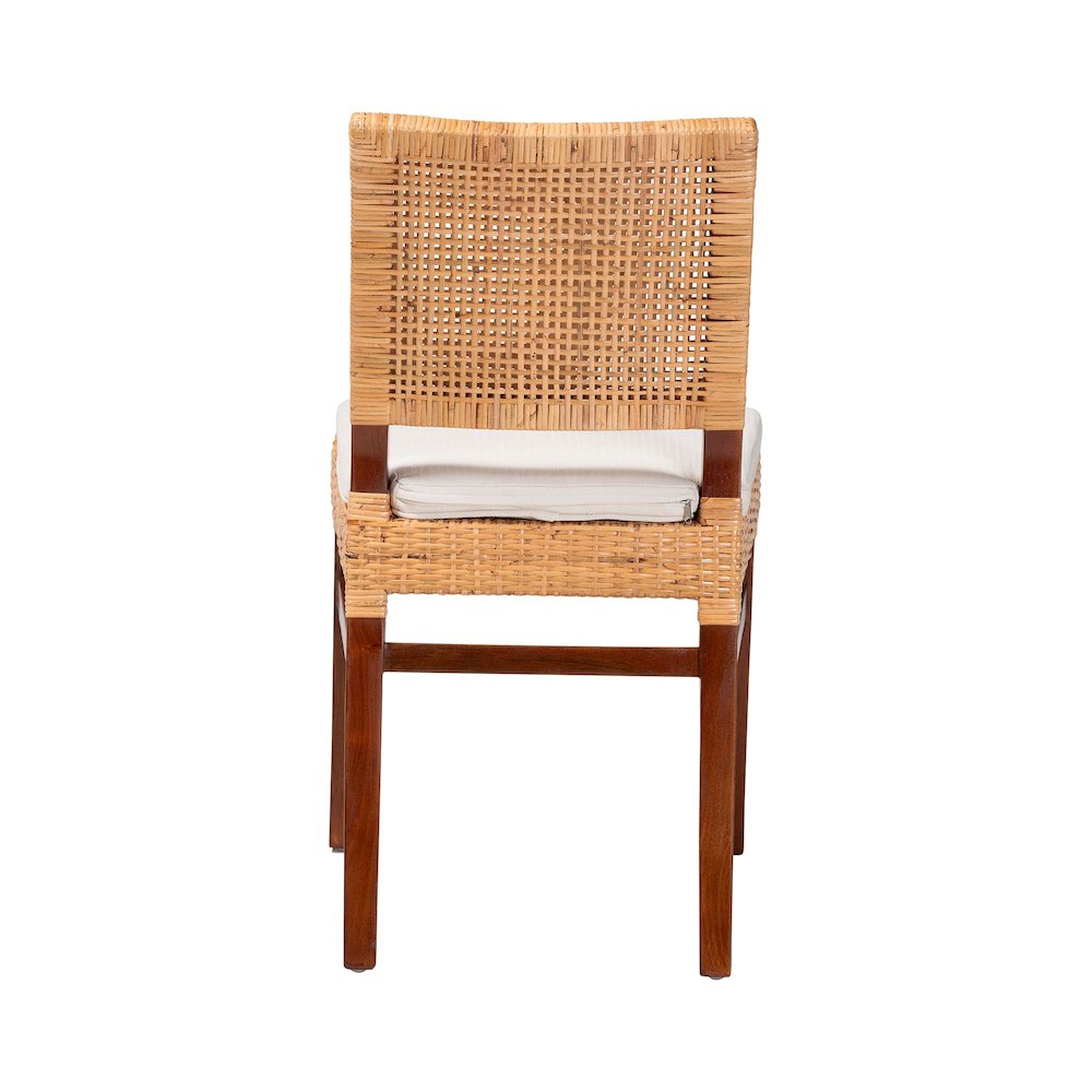 Rattan Dining Chair with Cushion - Handwoven Wicker Side Chair