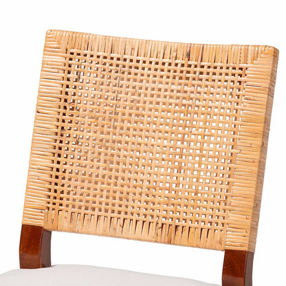 Rattan Dining Chair with Cushion - Handwoven Wicker Side Chair