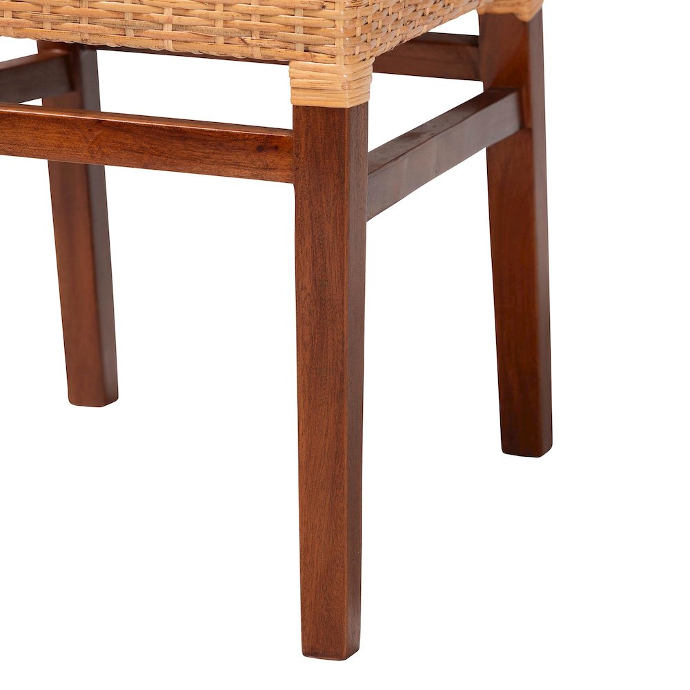 Rattan Dining Chair with Cushion - Handwoven Wicker Side Chair