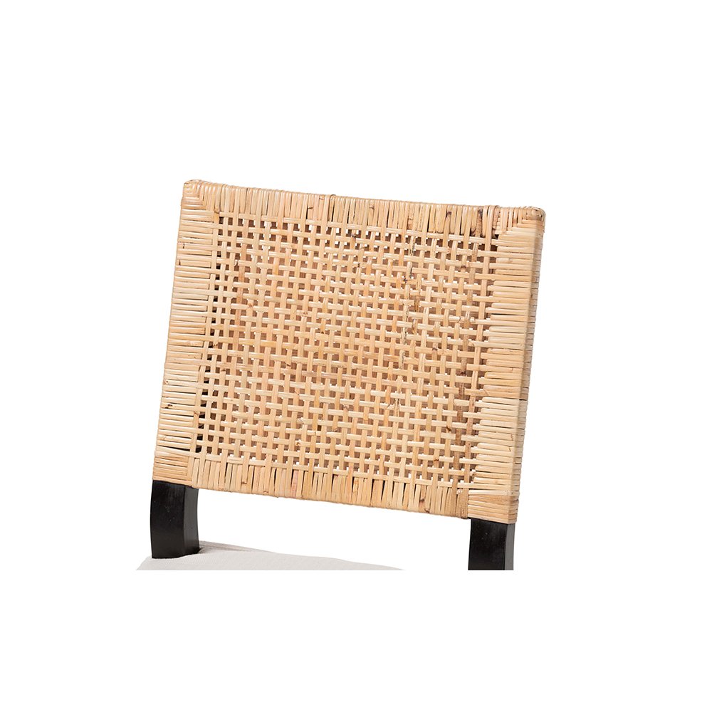 Lesia Rattan Dining Chair with Mahogany Frame and Cushion, Espresso
