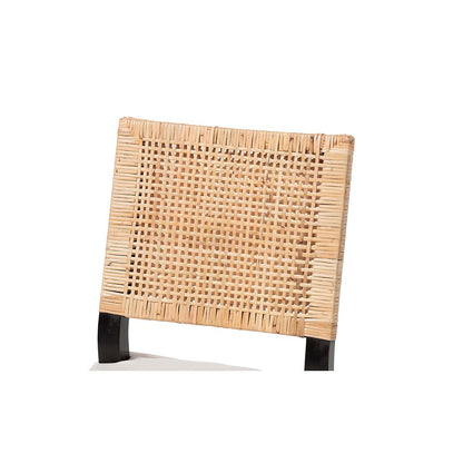 Lesia Rattan Dining Chair with Mahogany Frame and Cushion, Espresso