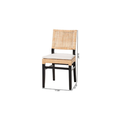Lesia Rattan Dining Chair with Mahogany Frame and Cushion, Espresso