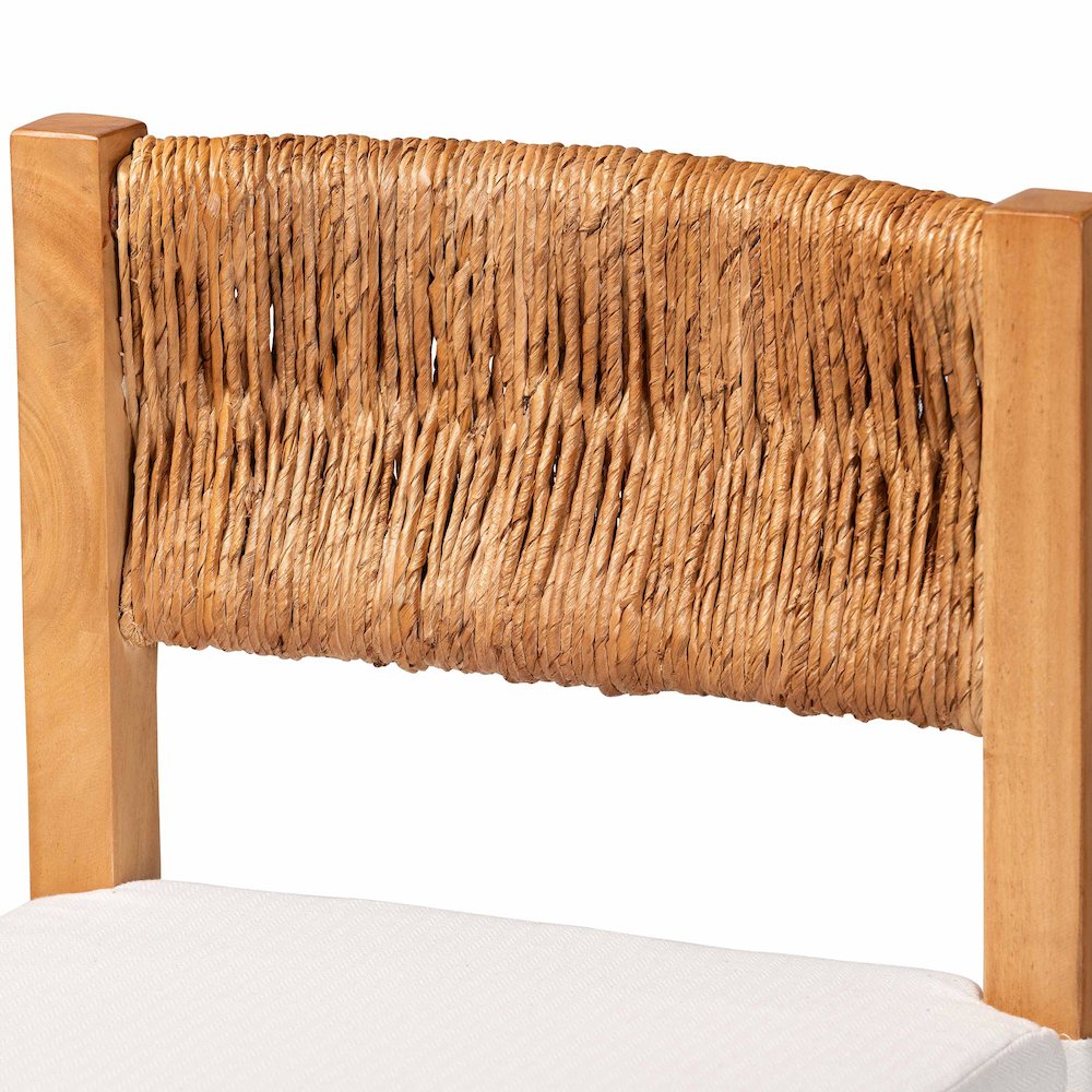 Pava Woven Seagrass Counter Stool - Solid Mahogany Wood Stool, Counter Height