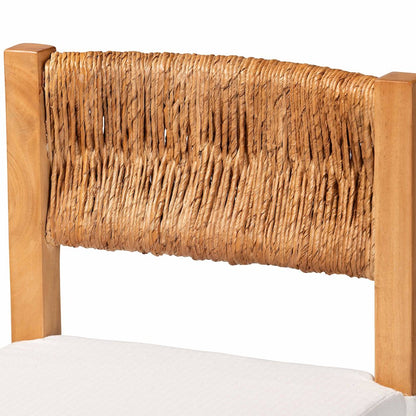 Pava Woven Seagrass Counter Stool - Solid Mahogany Wood Stool, Counter Height