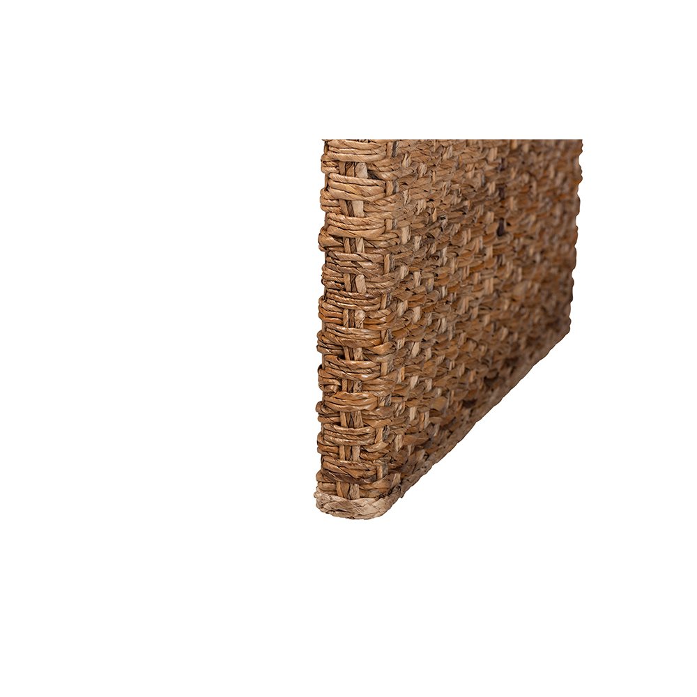 Alda Handwoven Seagrass Coffee Table with Rustic Waterfall Design