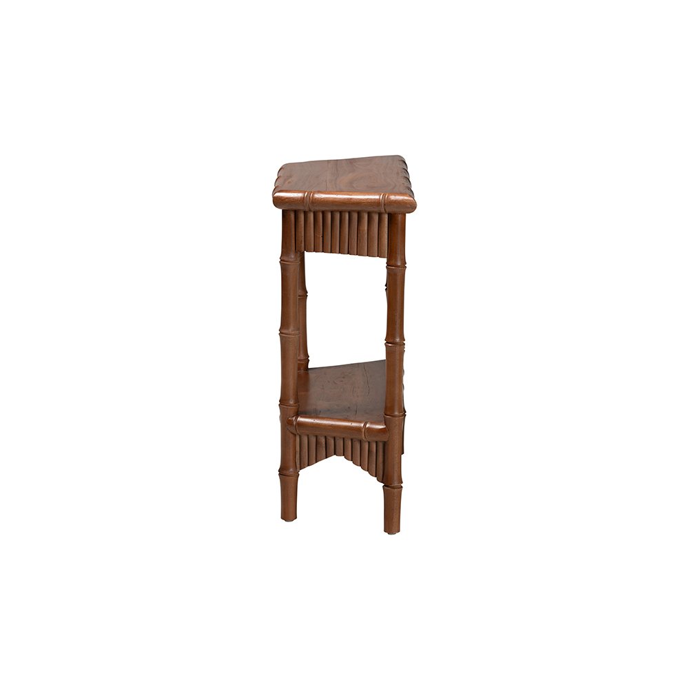 Alessa Mahogany Wood Console Table with Bamboo Motif, 2-Tier, 32 in.