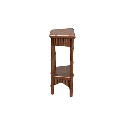 Alessa Mahogany Wood Console Table with Bamboo Motif, 2-Tier, 32 in.
