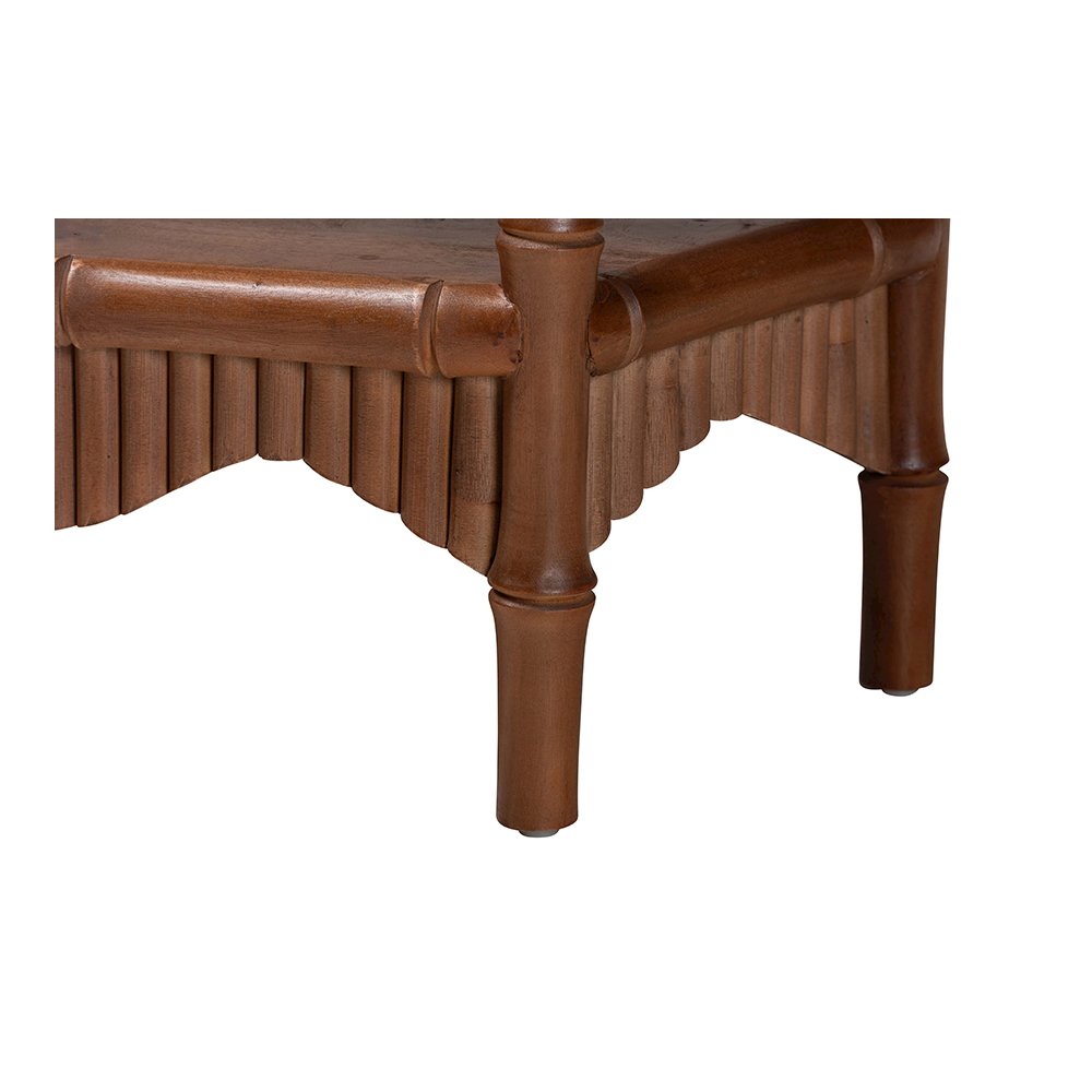 Alessa Mahogany Wood Console Table with Bamboo Motif, 2-Tier, 32 in.