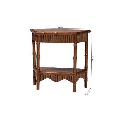 Alessa Mahogany Wood Console Table with Bamboo Motif, 2-Tier, 32 in.
