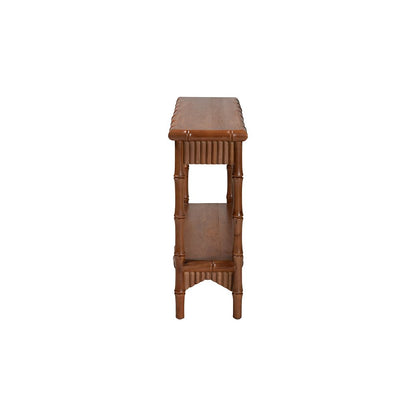 Alessa Mahogany Wood Console Table with Bamboo Motif, 2-Tier, 54 in.