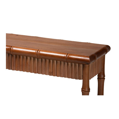 Alessa Mahogany Wood Console Table with Bamboo Motif, 2-Tier, 54 in.