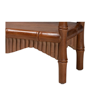 Alessa Mahogany Wood Console Table with Bamboo Motif, 2-Tier, 54 in.