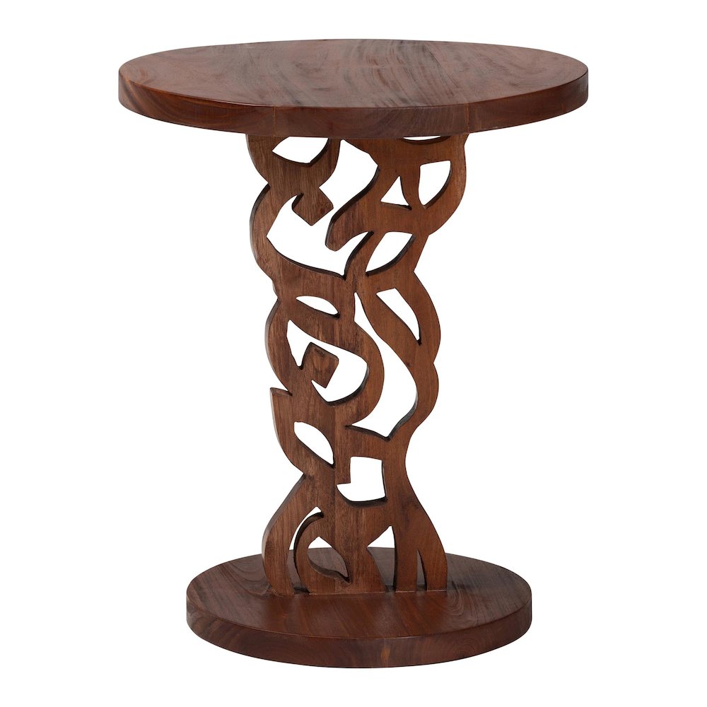 Nightstand with Pedestal Base - Mahogany Wood Bedside Side Table